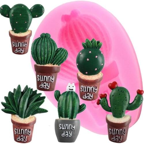Cactus Silicone Molds Succulent Plants DIY Handmade Soap Mold Fondant Cake Decorating Tools Chocolate Gumpaste Candy Clay Moulds