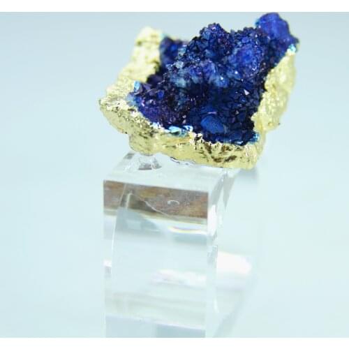Free Shipping Wedding Napkin Rings Gold Silver Side Blue Natrual Agate Napkin Holder 2Pcs
