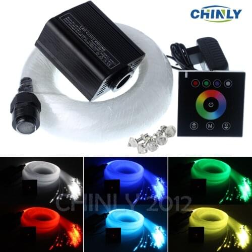 16W RGBW LED Fiber Optic Star Ceiling Kit, 335 Strands 4M , Mixed (0.75mm+1.0mm+1.5mm)Cable with wall switch touch controller