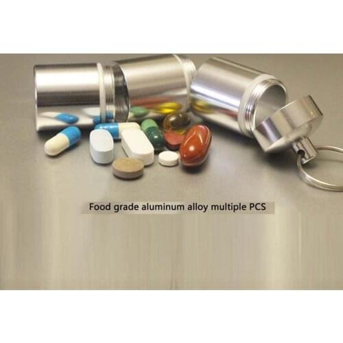 Pill Box Case Capsule Shape Keychain Outdoor Waterproof Pocket Aluminum Pill Holder Container Delicate Medicine Organizer Box