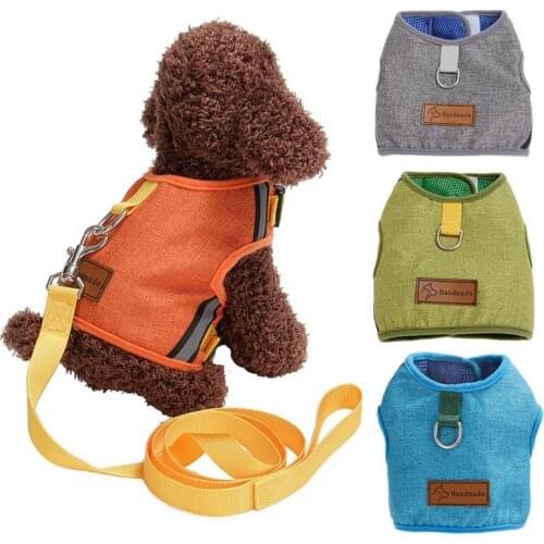Cat Dog Collar Leads Nylon Harness Adjustable Harness Vest Walking Lead Leash For Small Medium Dog Cat Pet Traction Product