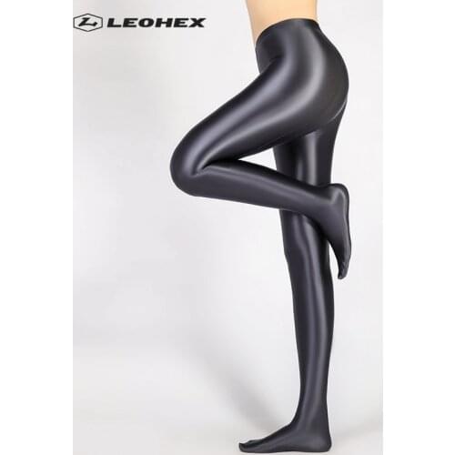 LEOHEX Spandex GLOSSY OPAQUE Pantyhose Shiny high waist Tights Sexy Stockings yoga pants training women sports leggings fitness