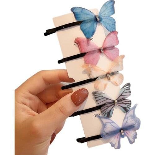 Forest Fairy Butterfly Hairpin Retro Female Hairpin Lovely Hairpin Hair Accessories Fabric Butterfly Girl Hairpin
