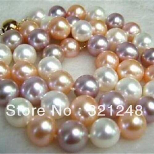 Multi-Color shell trendy simulated-pearl 8mm round beads diy high grade necklace for women weddings party jewelry 18inch MY2001