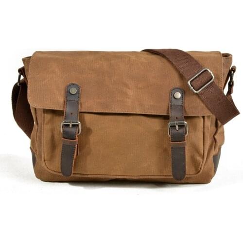 Retro leather mens first layer cowhide one-shoulder messenger bag briefcase business bag casual canvas clamshell mens bag