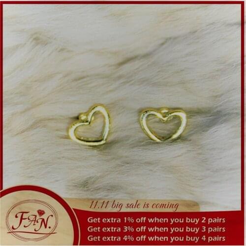 2021 New Trendy Hot Sale Charming Lovely Cute Golden Color Heart Shaped Fashion Small 1cm Stud Earrings for Girls Women Ladies