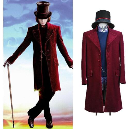 Charlie And The Chocolate Factory Willy Wonka Costume Johnny Depp Cosplay Outfit Coat Costumes