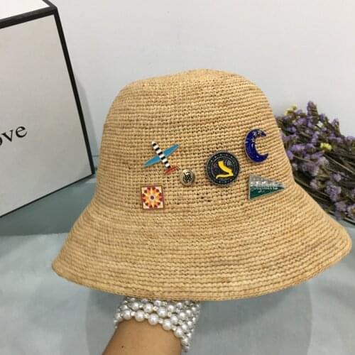 Womens Straw bucket hat female prevent bask in the summer sun hat holiday folding beach cap