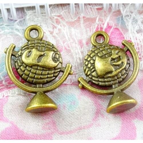 40pcs Charms terrestrial globe 20*16MM Antique Bronze Plated Pendant Making DIY Handmade Jewelry