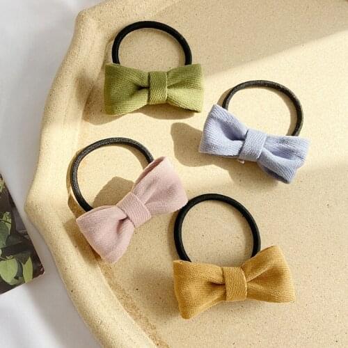 Retro Three-dimensional Bow Hair Rope Sweet Girly Hairband Double Ponytail Rubber Band Leather Cover Ins Forest Hair Accessories