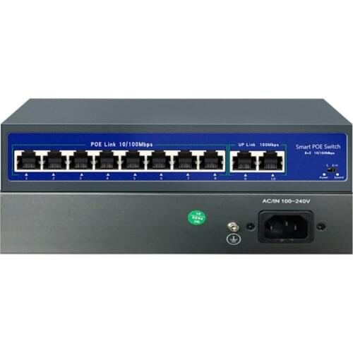 48V Network Poe Switch 10-Port 48V Standard 8-Port Poe Power Supply 2 Port Camera Dedicated Network Switch EU Plug