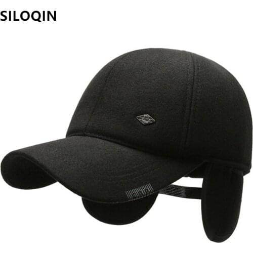 SILOQIN Adjustable Size Winter Mens Earmuffs Hats Snapback Cap Plus Velvet Warm Baseball Caps Ear Protector Casual Sports Cap