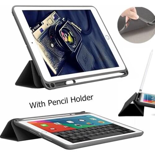 SUREHIN Nice Pencil Holder cases for iPad 2018 2017 9.7 air 1 2 cover smart case inch soft tpu silicone protective sleeve