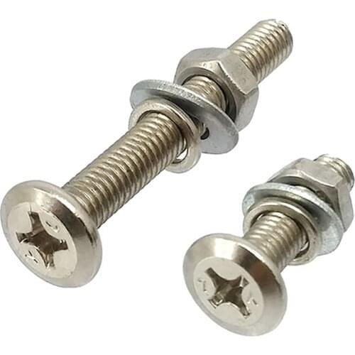 5sets M6 phillips flat head screws washers spring washer nut set furniture connector screw nickel plated bolt 10mm-100mm long
