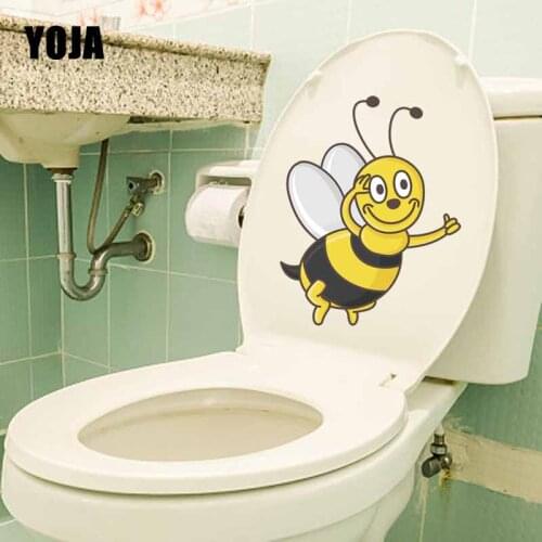 YOJA 18.1X22.9CM Cartoon Animal Pattern Home Decor Wall Decal Toilet Sticker Intereting Bee T5-0959
