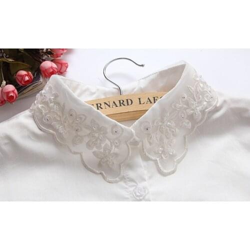 Women Peter Pan Collar Half Shirts Tops Femal False female bust beading false collar shirt hand-beaded rhinestone decoration