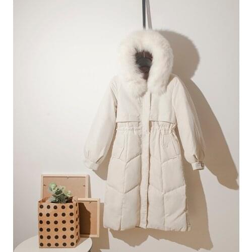 90% White Duck Down Coat 2019 Women Winter Jacket Long Thick Coat For Women Big Fur Collar Hooded Down Parka Warm Female Clothes