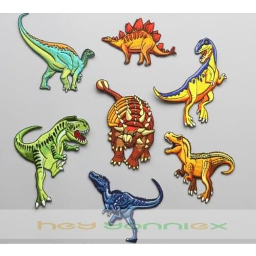 1 Piece High Quality Dinosaur Patches Sew Fabric Sticker For Clothes Badge Embroidered Iron On Patch for Clothes Appliques DIY