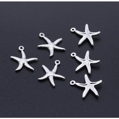 10pcs/lot 15*18mm Stainless Steel Starfish Pendant Bracelet Earrings Charms DIY Jewelry Making Handicraft Accessories Wholesale