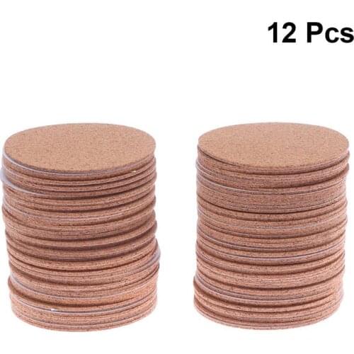 12Pcs Non Slip Pads Table Mats Drink Coaster Table Placemats DIY Round Cork Mats Self-adhesive Coasters Cup Pads for DIY Crafts