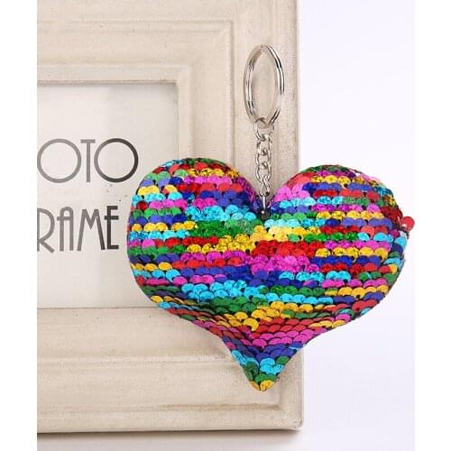 2019 Kawaii heart Plush Toys Fluffy Fur Pom Pom Metal heart Keyring Women Girls Bag Hang Pendant Kids Birthday Easter Gifts Toys