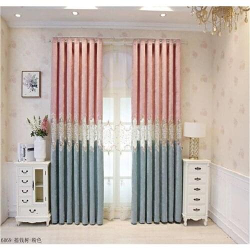 2021 New Simple Modern Curtain High-grade Chenille Flannel Hollow Embroidered Color Matching Curtains for Living Room Bedroom