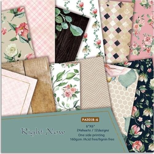 24pcs 6x6 Inch Flowers Pattern Background Pad Paper for Scrapbooking Decor Album basic accessory carrier of photos decorations