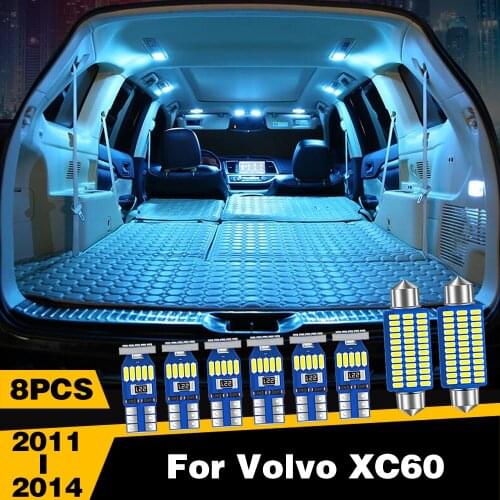 8pcs Error Free Car LED Lights Interior Dome Reading Trunk Lamp For Volvo XC60 2011 2012 2013 2014 Accessories
