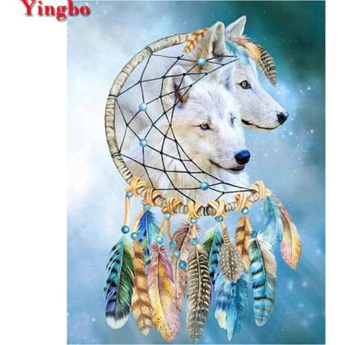 Full Resin Drill Square Round 5d DIY Diamond Painting Dream catcher wolf Cross Stitch Diamond Embroidery Diamond Mosaic feather