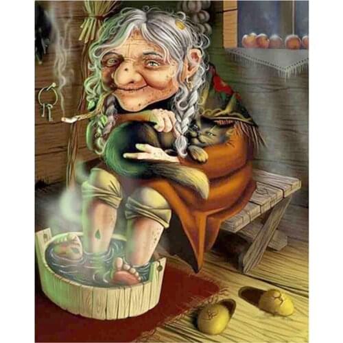 5D DIY Full Round/Square Diamond Painting Grandma Washing Feet 3D Embroidery Cross Stitch Rhinestone Mosaic Home Decor Y1071