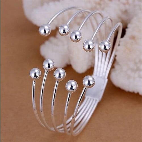 B058 Fashion Silver Color Charm Bangle Cuff Bracelet Bangles For Women Jewelry Gift Bangles Five Wire Bead Bracelets /akqajbxa