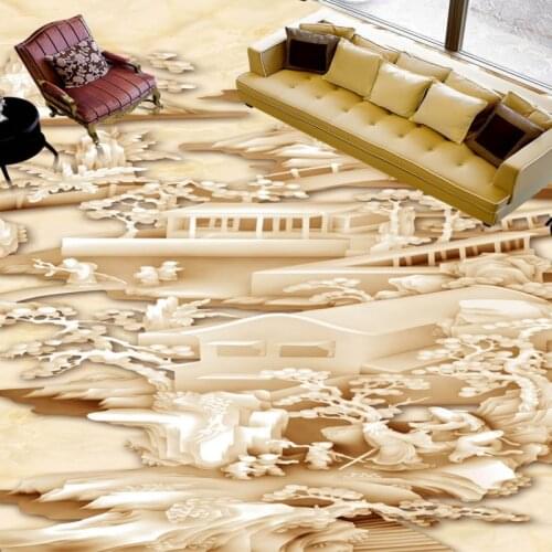 Free Shipping Landscape painting 3D floor painting non-slip custom thickened self-adhesive bathroom wallpaper mural