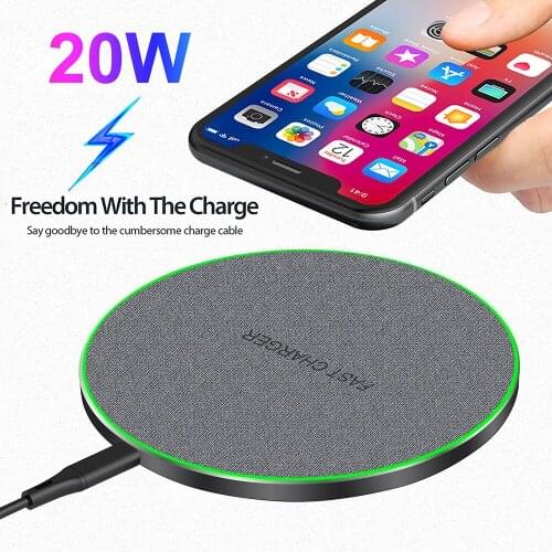 FDGAO 20/10W Qi Wireless Charger For iPhone 11 Pro XS X XR 8 Type C Fast Charging Pad for Samsung S20 S10 Xiaomi Mi 10 9