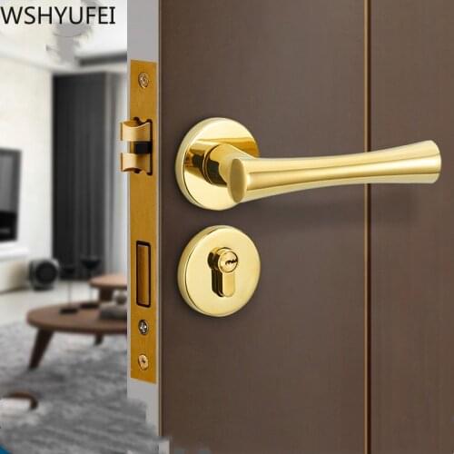 Mute Light Luxury Bedroom Room Door Lock Aluminum Alloy Interior Door Handle Lock Anti-theft Lock Core Furniture Hardware