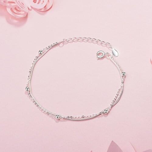 Fashion Round Bead Snake Bone Adjustable Bracelets for Women Elegant 925 Sterling Silver Jewelry All-matched Accessories SB146
