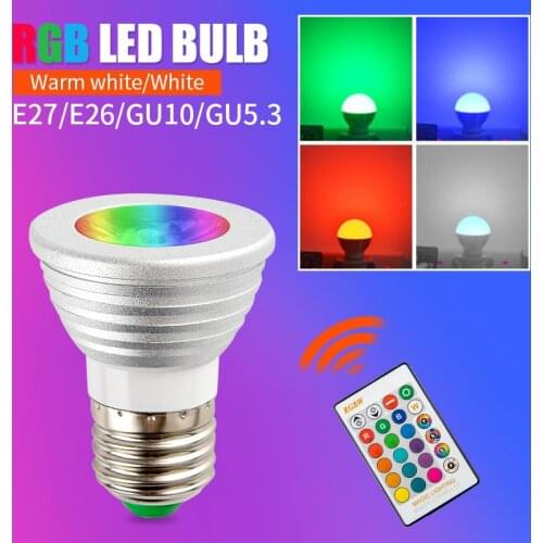 Dimmable RGB LED Bulb GU10 5W Lampada Led Lamp RGB Spotlight GU 5.3 Bombillas Led Light With Remote Control 16 Colors