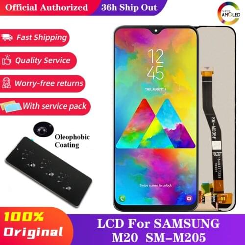 SUPER AMOLED 6.3'' LCD For SAMSUNG Galaxy M20 2019 SM-M205 M205F LCD Display Touch Screen Digitizer Assembly replacement parts