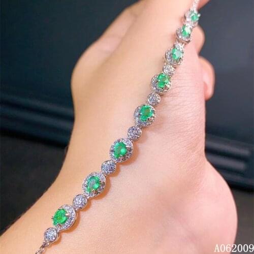 KJJEAXCMY fine jewelry 925 sterling silver inlaid natural emerald bracelet exquisite girl new hand bracelet support testing