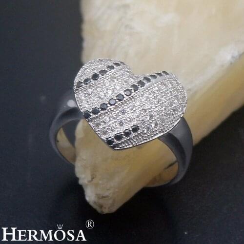 Hermosa Graceful Heart Design Jewelry Ring For Women Size 7 Anniversary Rings Fashion Girls Gift
