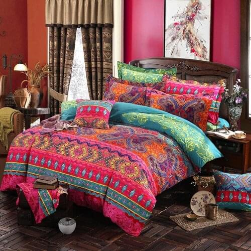 Bohemian style bed linen set comforter bedding set Quilt duvets cover set Queen King Bedclothes Pillow case Home decor Textile