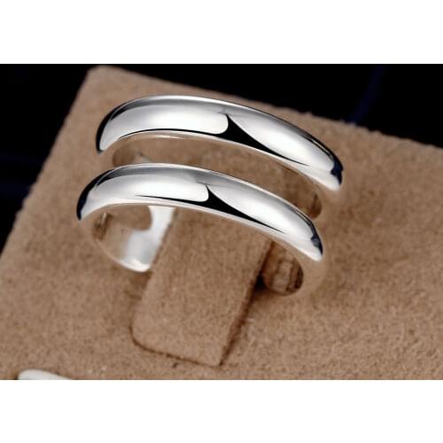 Hot charm 925 Sterling Silver Ring For Women Simple adjustable Fashion wedding Party Girl student Gift Vintage classic Jewelry