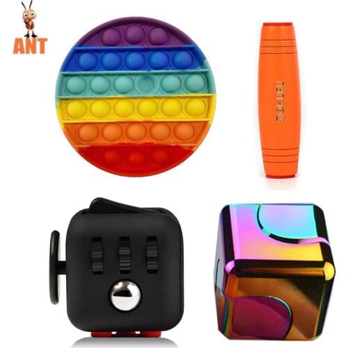 A Set Fidget Toys Push Bubble Flipo Flip Desk Toys Decompression Stick EDC Hand For Autism ADHD Anxiety Relief Антистресс