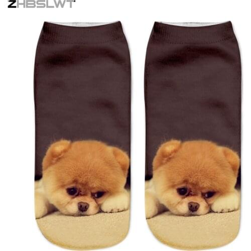 ZHBSLWT New 3D Printed Women Socks Unisex Cute Low Cut Ankle Socks Multiple Colors Womens Casual Animal Dog -01