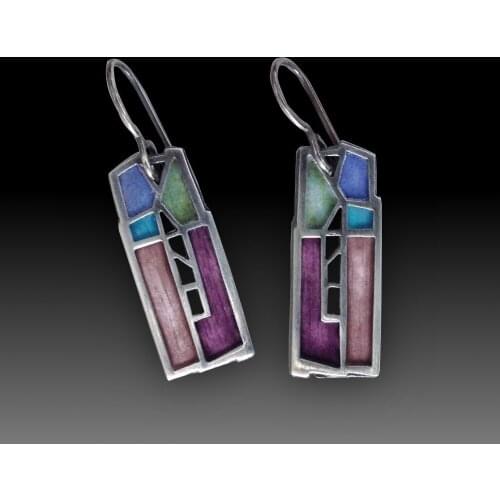 2021 New Retro Thai Mosaic Aobo Earrings Handmade Creative Colorful Mosaic Earrings