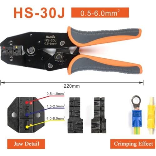 IWISS IWS-30J 0.5-6mm2 Crimping Pliers Multi Hand Tools Insulation Ring Spade Terminals 9 Inch Crimping tool