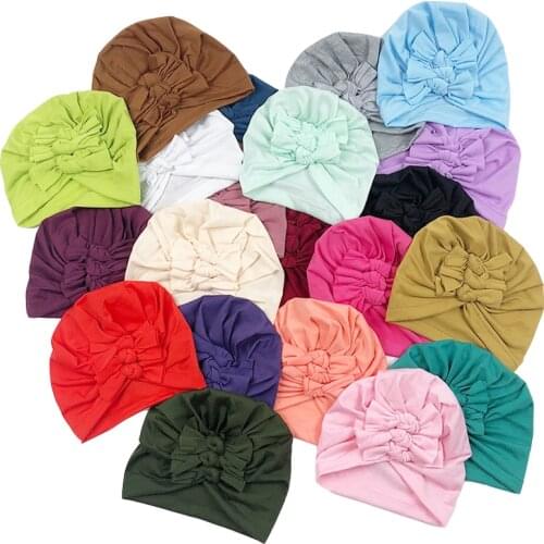 Solid Color Baby Hat Big Bowknot Baby Girl Hat Turban Knot Head Wraps Baby Kids Bonnet Beanie Newborn Photography Props