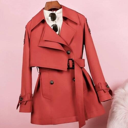 Womens Trench Coat 2021 Autumn Korean Loose Lapel British Style Outwear Windbreaker Female With Lining Ladies Elegant Tops 3XL