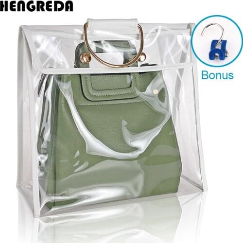 Clear Dust-Proof Bag Case Organizer Woman Transparent Handbag Protector Holder Hengreda 2018 Fashion for Travel Beach