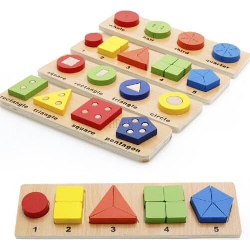 Montessori Educational Wood Toy Geometric Shape Sorter Sorting Board Puzzle Building Block Set Early Children Toys