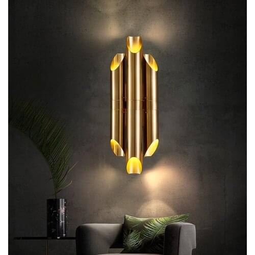 YOOGEE Modern Wall Sconces for Bedroom Brushed Gold LED Lamp Bedside Living Room Indoor Background Decorative Light Fixture